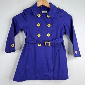 Mini Boden Purple Trench Coat 5-6Y Belted Long Sleeve Fall School Church Preppy